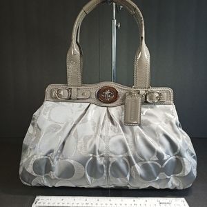 Coach sateen gray hobo handbag